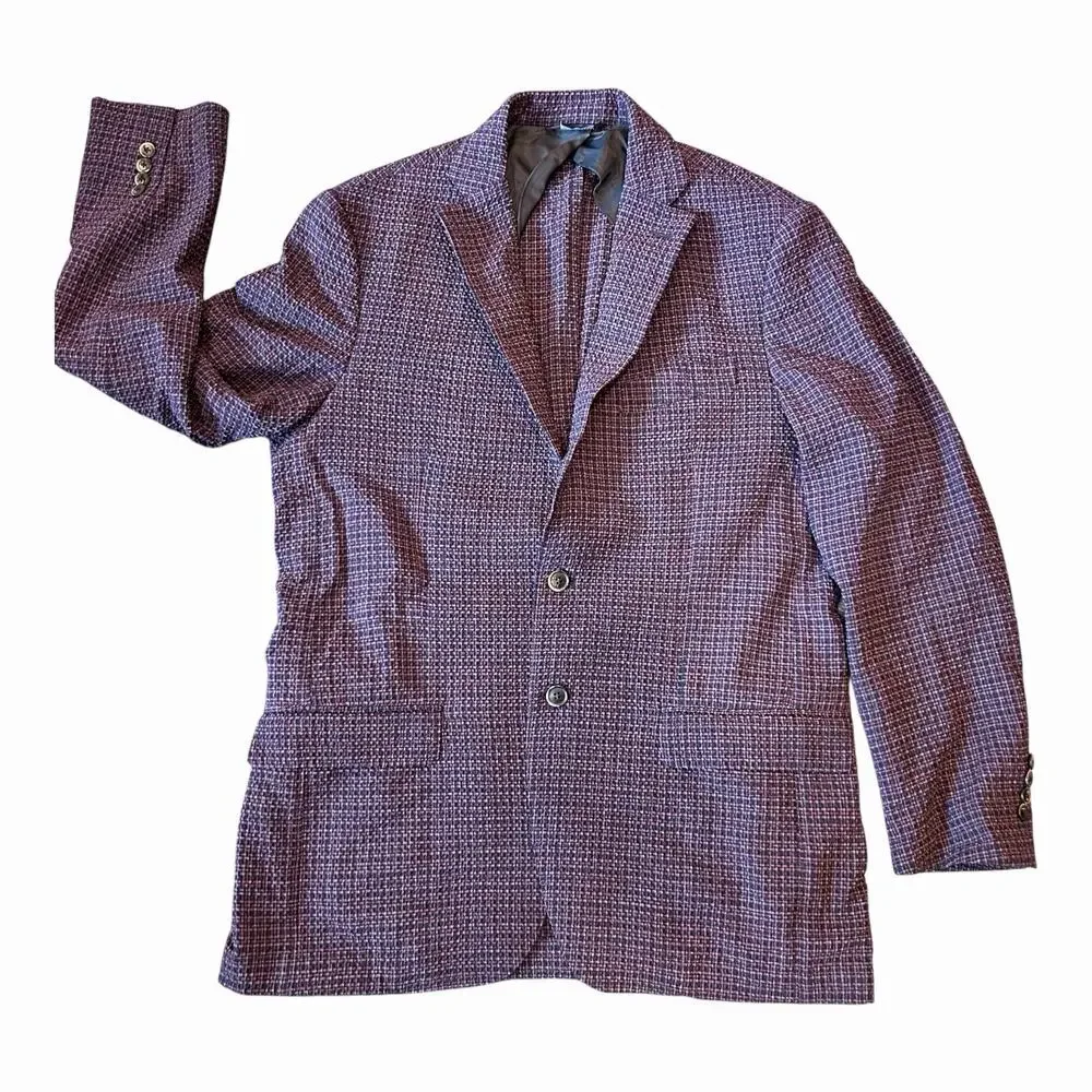 Lanificio F.lli Cerruti Oxygen Italian Blue/Rust Sport Coat Size 40R Wool Cupro‎